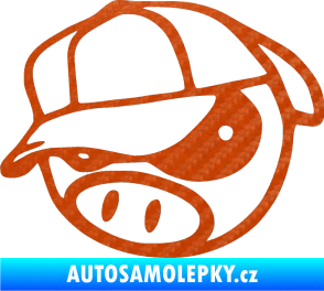 Samolepka Rally pig 003 levá 3D karbon oranžový