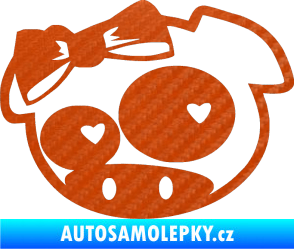 Samolepka Rally pig girl levá 3D karbon oranžový
