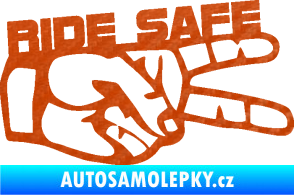 Samolepka Ride Safe nápis pravá motorkář 3D karbon oranžový