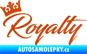 Samolepka Royalty s korunkou nápis 3D karbon oranžový