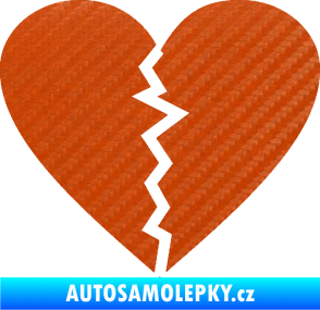 Samolepka Rozbité srdce 001  3D karbon oranžový