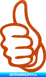 Samolepka Ruka 001 levá palec nahoru 3D karbon oranžový