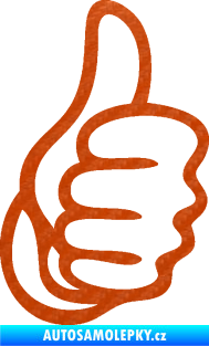 Samolepka Ruka 001 pravá palec nahoru 3D karbon oranžový