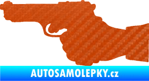 Samolepka Ruka s pistolí 001 levá ruce vzhůru 3D karbon oranžový