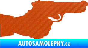 Samolepka Ruka s pistolí 001 pravá ruce vzhůru 3D karbon oranžový