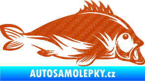 Samolepka Ryba 003 pravá 3D karbon oranžový