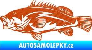 Samolepka Ryba 005 levá 3D karbon oranžový