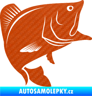 Samolepka Ryba 009 pravá 3D karbon oranžový