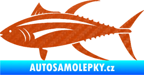Samolepka Ryba 013 levá tuňák 3D karbon oranžový