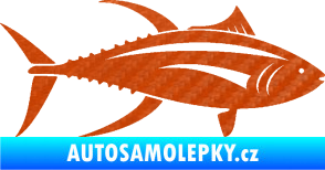 Samolepka Ryba 013 pravá tuňák 3D karbon oranžový