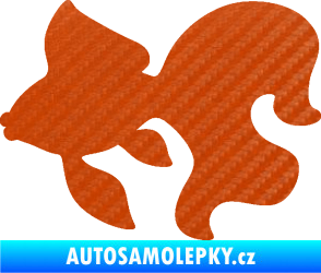 Samolepka Ryba 019 levá závojnatka 3D karbon oranžový
