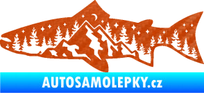 Samolepka Ryba 021 levá noční rybaření 3D karbon oranžový