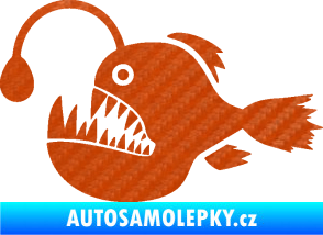 Samolepka Ryba 022 levá mořský ďas s lampičkou 3D karbon oranžový