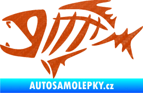 Samolepka Ryba kostra  007 levá 3D karbon oranžový