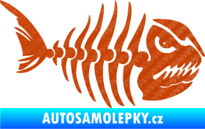 Samolepka Ryba kostra 004 pravá 3D karbon oranžový
