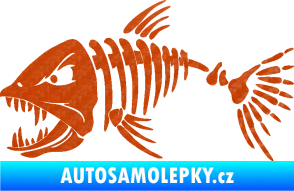 Samolepka Ryba kostra 005 levá 3D karbon oranžový