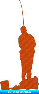 Samolepka Rybář 002 levá 3D karbon oranžový