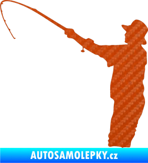 Samolepka Rybář 004 levá 3D karbon oranžový