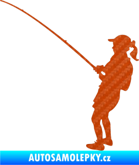 Samolepka Rybář 005 levá 3D karbon oranžový