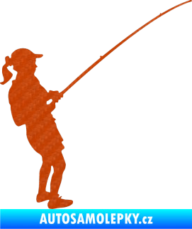 Samolepka Rybář 005 pravá 3D karbon oranžový
