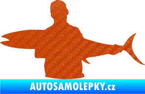 Samolepka Rybář 006 levá 3D karbon oranžový