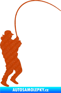Samolepka Rybář 007 pravá 3D karbon oranžový