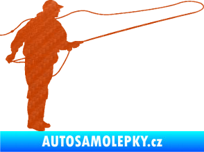 Samolepka Rybář 013 pravá 3D karbon oranžový