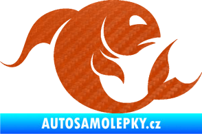 Samolepka Ryby 002 pravá 3D karbon oranžový