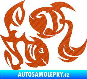Samolepka Ryby 003 levá 3D karbon oranžový