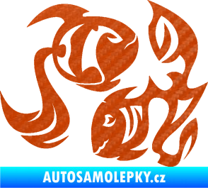 Samolepka Ryby 003 pravá 3D karbon oranžový