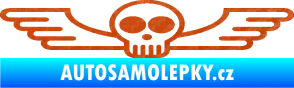 Samolepka Samolepka na zadní sklo 001 lebka s křídly 3D karbon oranžový