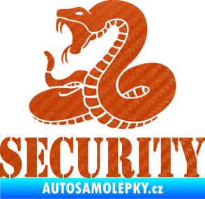 Samolepka Security hlídáno - levá had 3D karbon oranžový