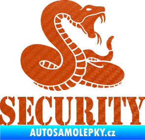 Samolepka Security hlídáno - pravá had 3D karbon oranžový