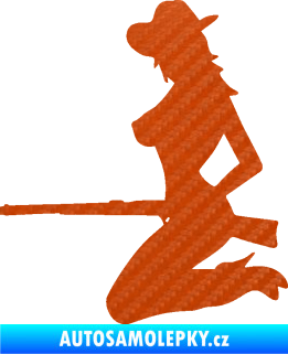 Samolepka Sexy country girl levá 3D karbon oranžový