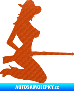 Samolepka Sexy country girl pravá 3D karbon oranžový