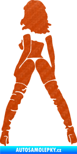 Samolepka Sexy žena a vysoké kozačky levá 3D karbon oranžový