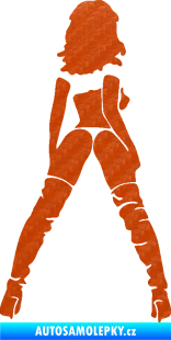 Samolepka Sexy žena a vysoké kozačky pravá 3D karbon oranžový
