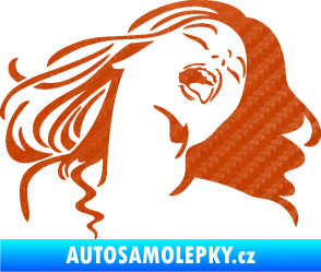 Samolepka Sexy žena obličej pravá 3D karbon oranžový