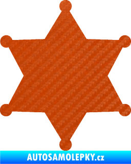 Samolepka Sheriff 002 hvězda 3D karbon oranžový