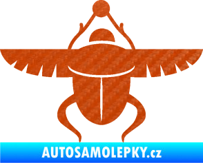 Samolepka Skarab - brouk vruboun 001 egyptský symbol 3D karbon oranžový