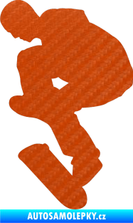 Samolepka Skateboard 002 levá 3D karbon oranžový
