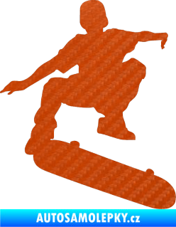 Samolepka Skateboard 004 pravá 3D karbon oranžový