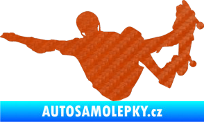 Samolepka Skateboard 007 levá 3D karbon oranžový