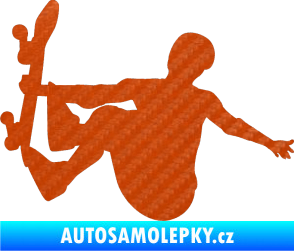 Samolepka Skateboard 008 levá 3D karbon oranžový