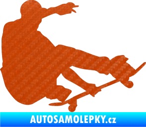 Samolepka Skateboard 009 pravá 3D karbon oranžový
