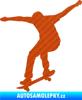 Samolepka Skateboard 011 levá 3D karbon oranžový
