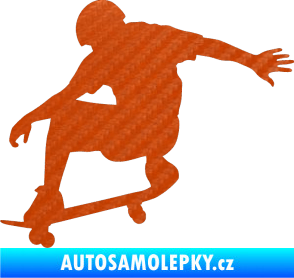 Samolepka Skateboard 012 levá 3D karbon oranžový