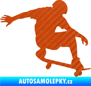 Samolepka Skateboard 012 pravá 3D karbon oranžový