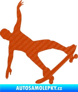 Samolepka Skateboard 013 pravá 3D karbon oranžový