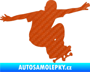 Samolepka Skateboard 014 pravá 3D karbon oranžový